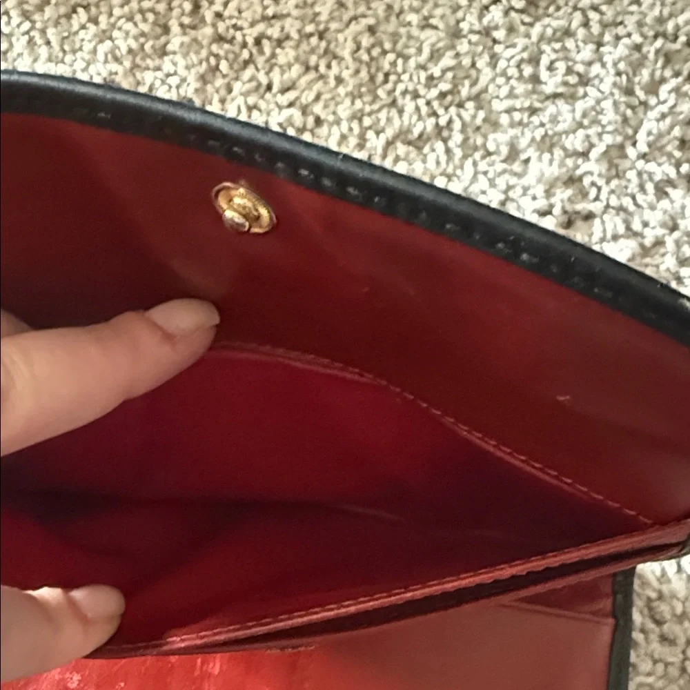 Dooney & Bourke Red Plaid Tartan Trifold Wallet with Leather Trim - Picture 10 of 11